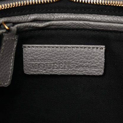 Alexander McQueen Pebbled Calfskin Small Skull Padlock Zip Around Tote Grey 6 of 14