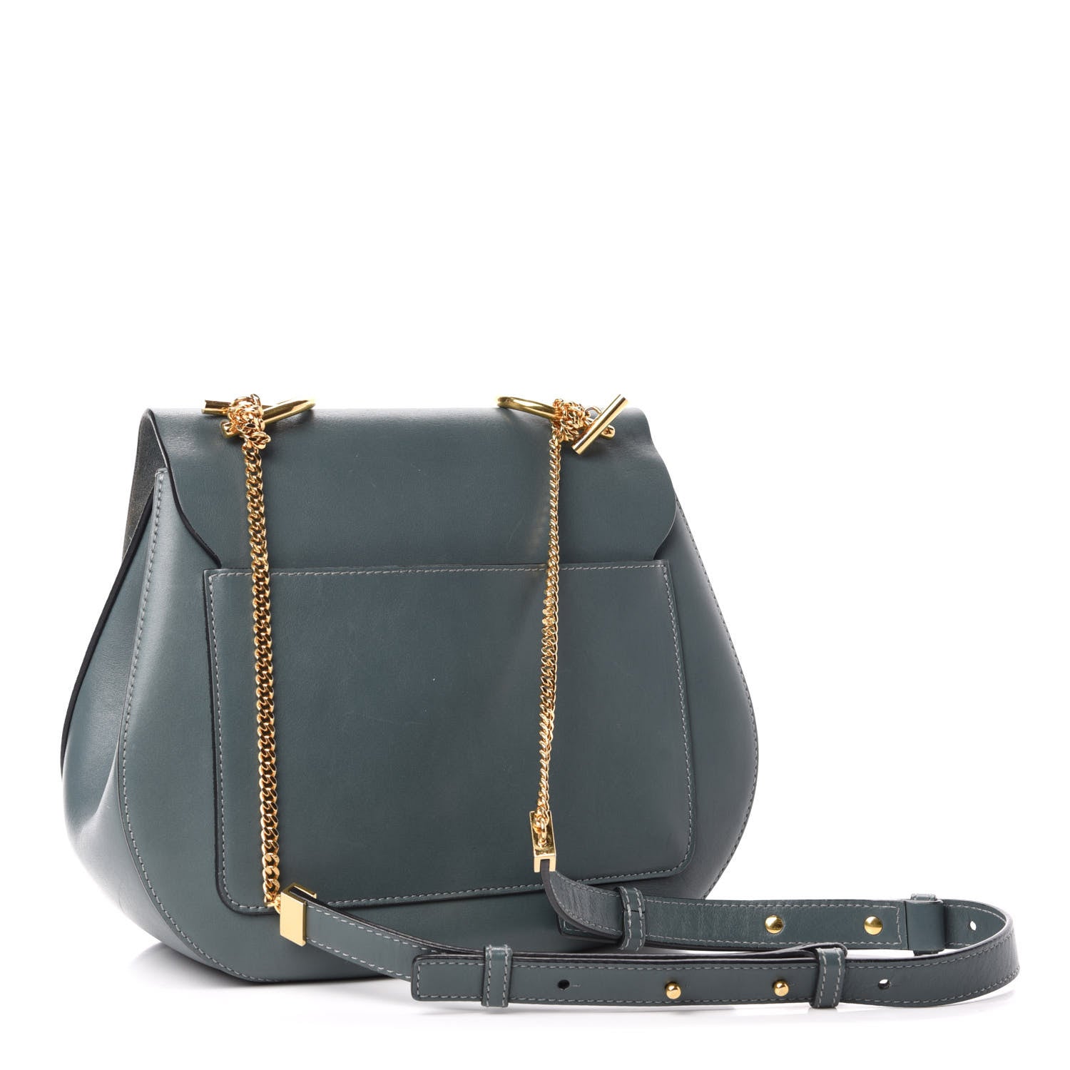 Chloe Suede Smooth Calfskin Drew Shoulder Bag Cloudy Blue 3 of 11