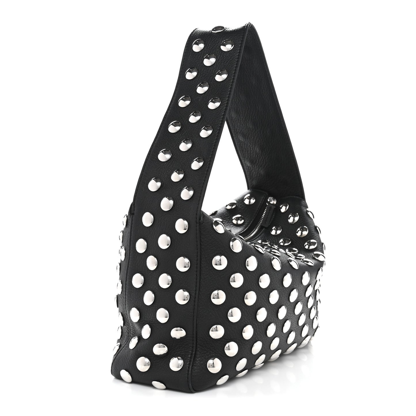 Pebbled Sport Calfskin Studded Elena Black