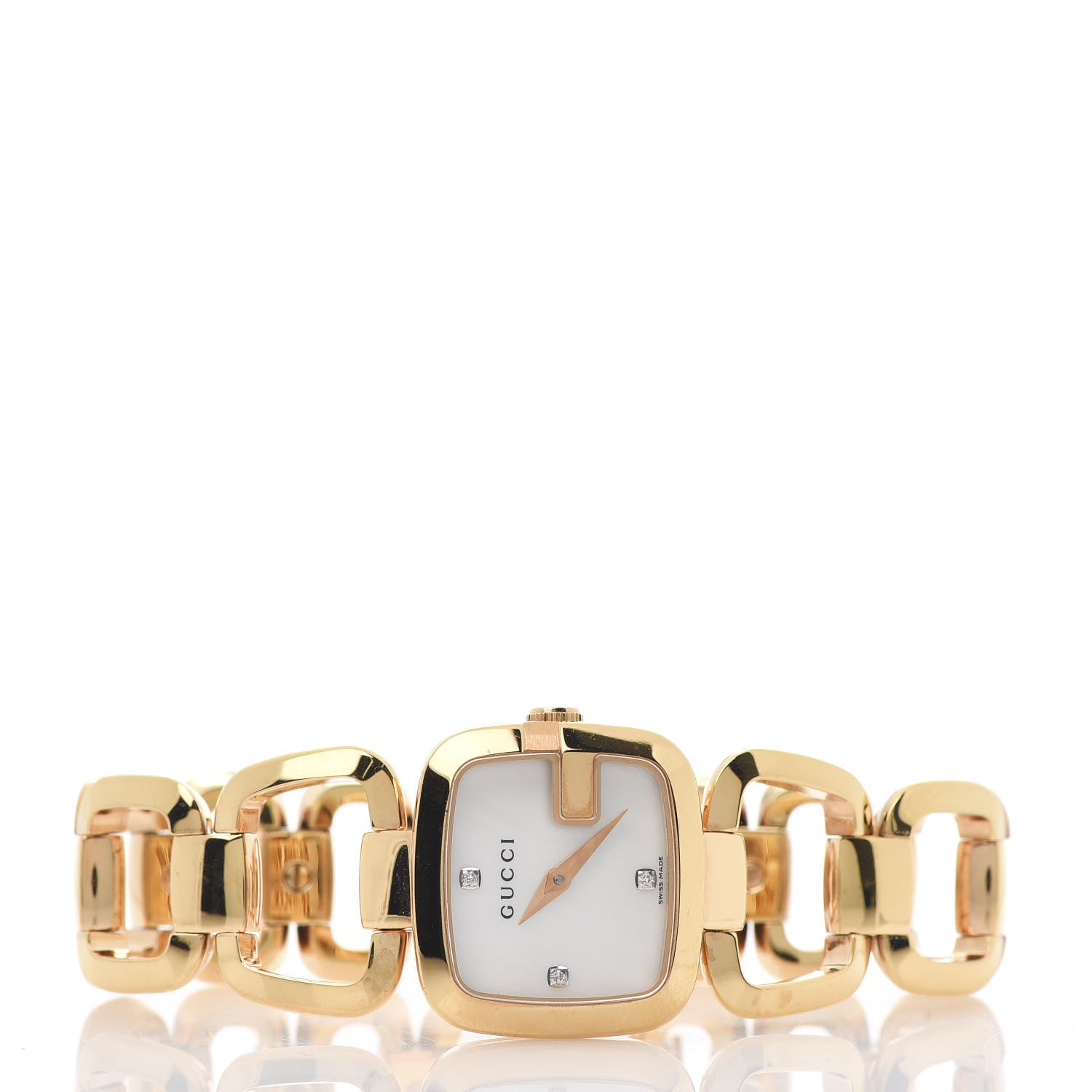 Gucci Stainless Steel Diamond Mother of Pearl 24mm G-Gucci Square Quartz Watch 3 of 5
