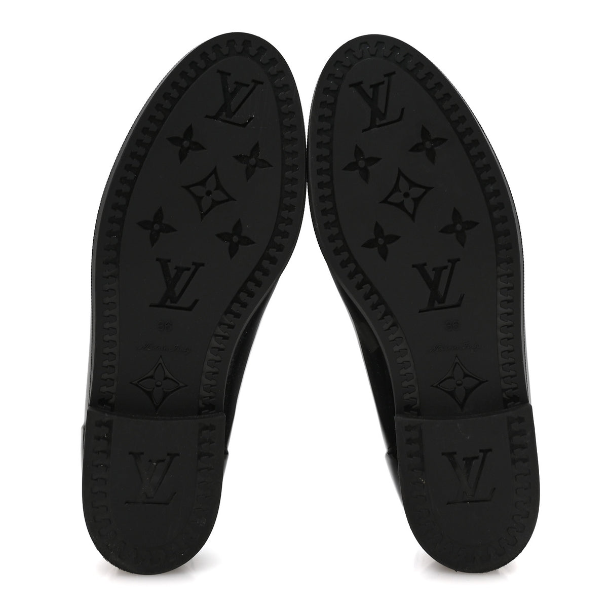 Louis Vuitton Rubber Embossed Monogram Drops High Rain Boots 36 Black 5 of 7