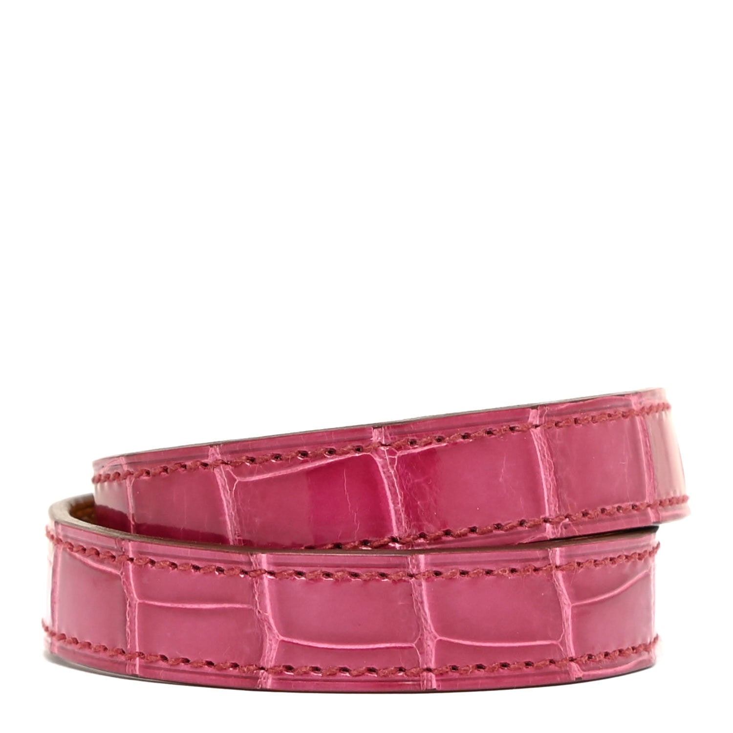 Hermes Shiny Alligator Kelly Double Tour Bracelet S Rose Scheherazade 3 of 8