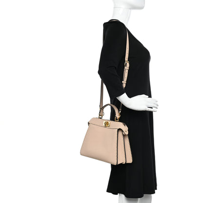 Fendi Cuoio Romano Selleria Chamois Small Peekaboo I SEE U Satchel Rosa Plaster 2 of 11