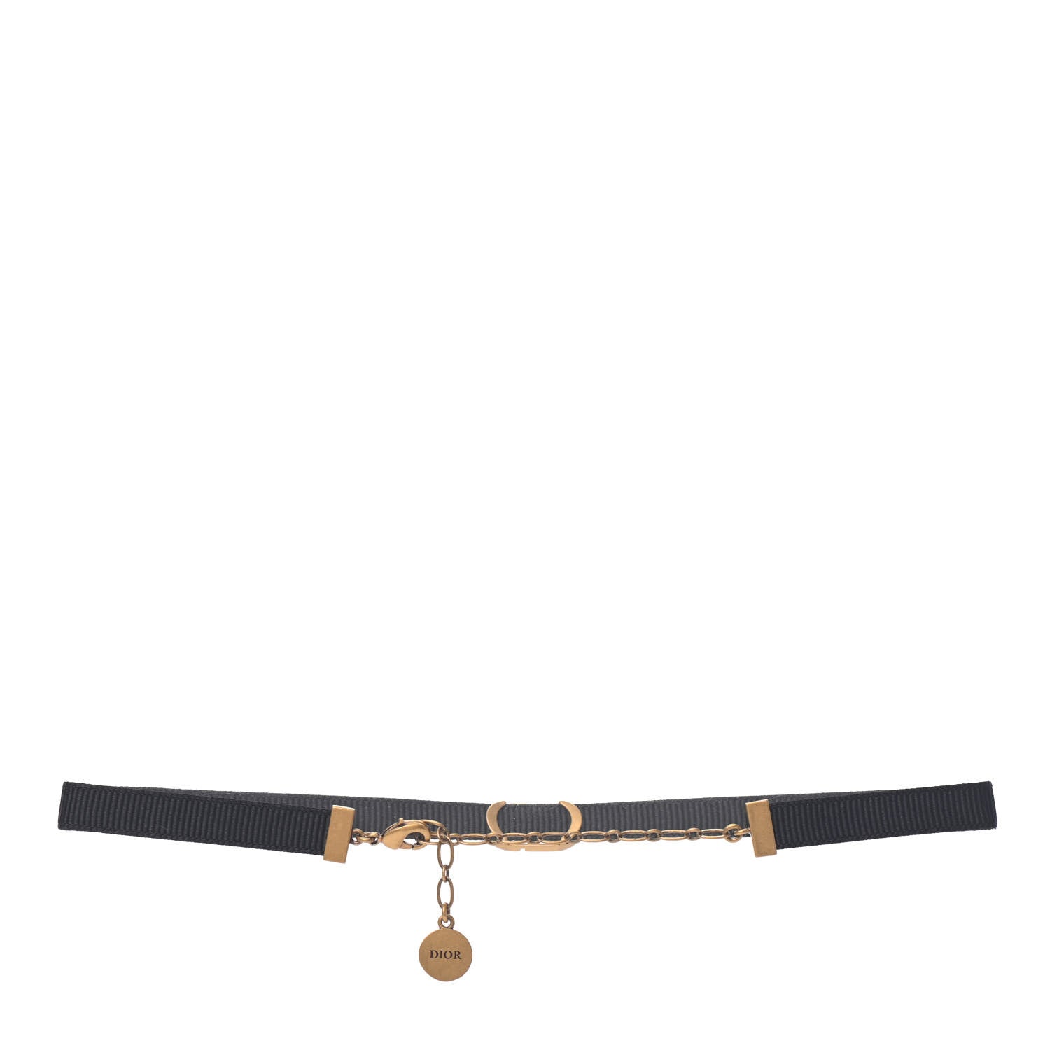 Christian Dior Grosgrain Ribbon CD Choker Necklace Black 3 of 4