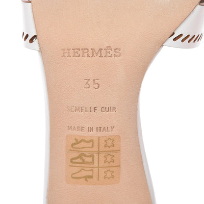 Hermes Calfskin Perforated Oasis Sandals 35 White 6 of 8