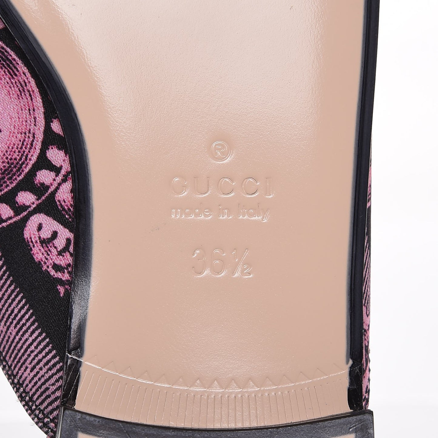 Silk Satin GG Wallpaper Saint Romain Womens Princetown Slippers 36.5 Pink Black