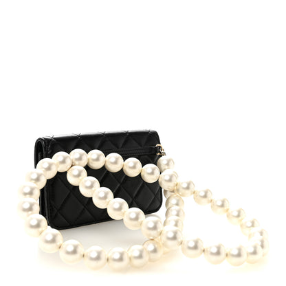 Chanel Calfskin Quilted Maxi Pearls Clutch With Chain Black 3 of 11