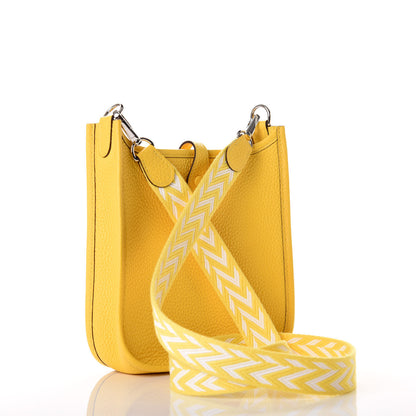 Hermes Taurillon Clemence Amazone Evelyne TPM Jaune De Naples White 2 of 9