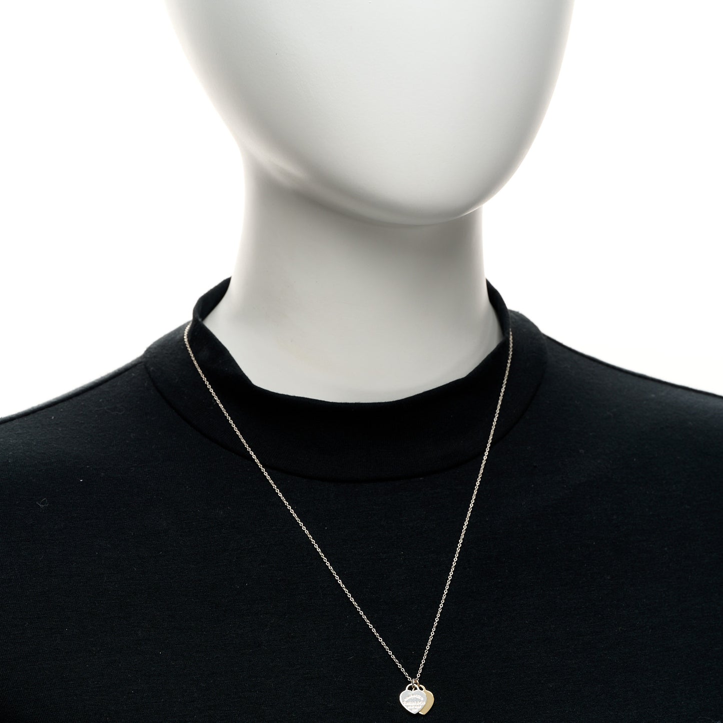Sterling Silver 18K Yellow Gold Mini Return to Tiffany Double Heart Tag Pendant Necklace
