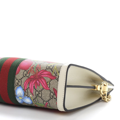 Gucci GG Supreme Monogram Flora Web Small Ophidia Chain Shoulder Bag White 9 of 11