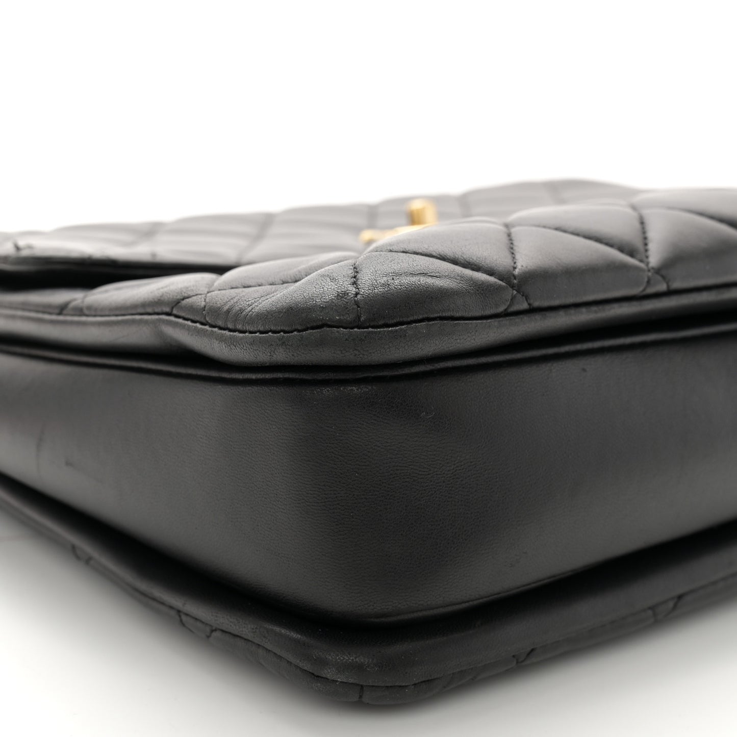 Lambskin Quilted Large Trendy CC Dual Handle Flap Bag Black