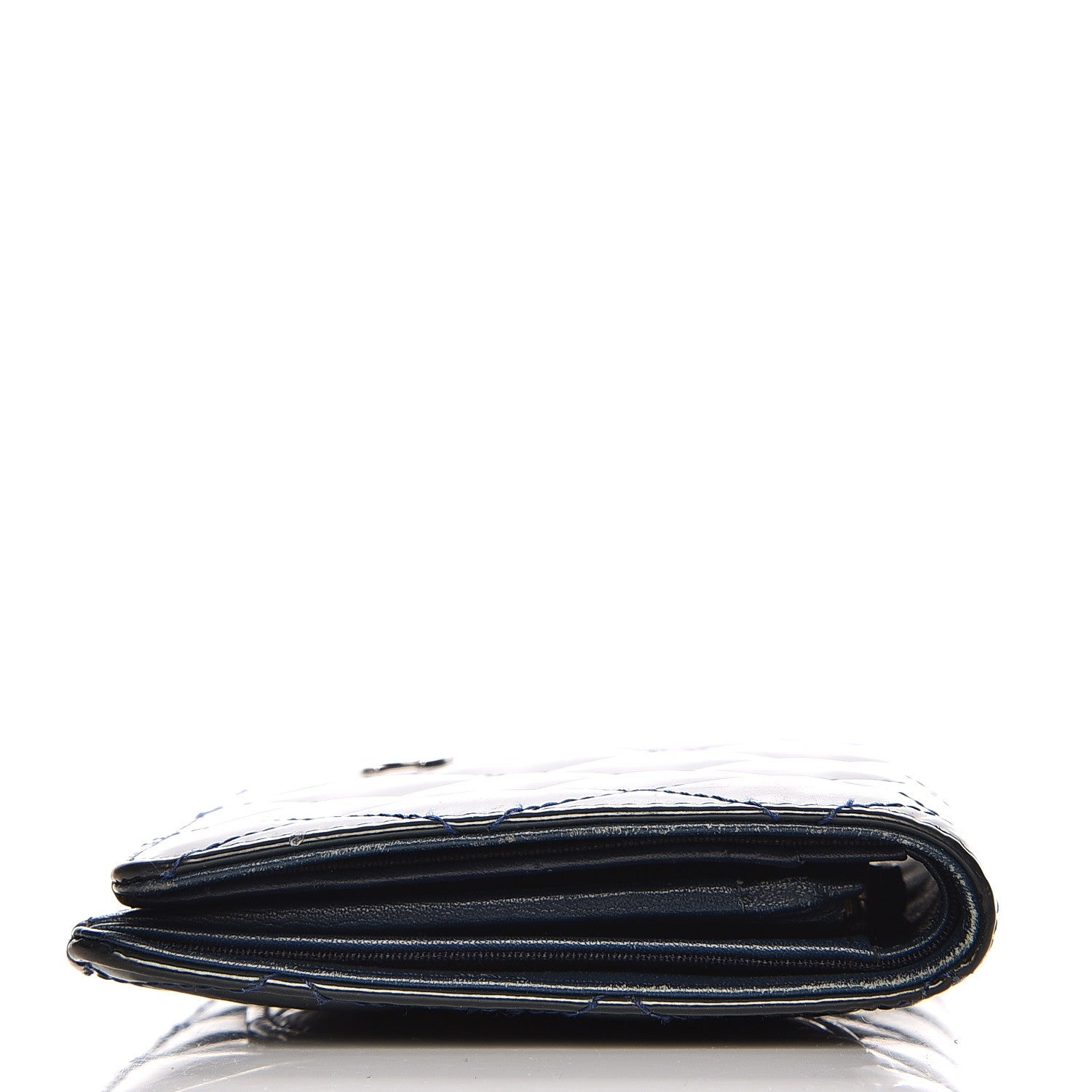 Chanel Patent Quilted Yen Wallet Dark Blue 9 of 14