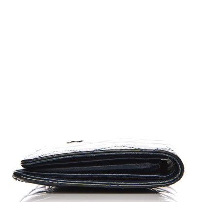 Chanel Patent Quilted Yen Wallet Dark Blue 9 of 14