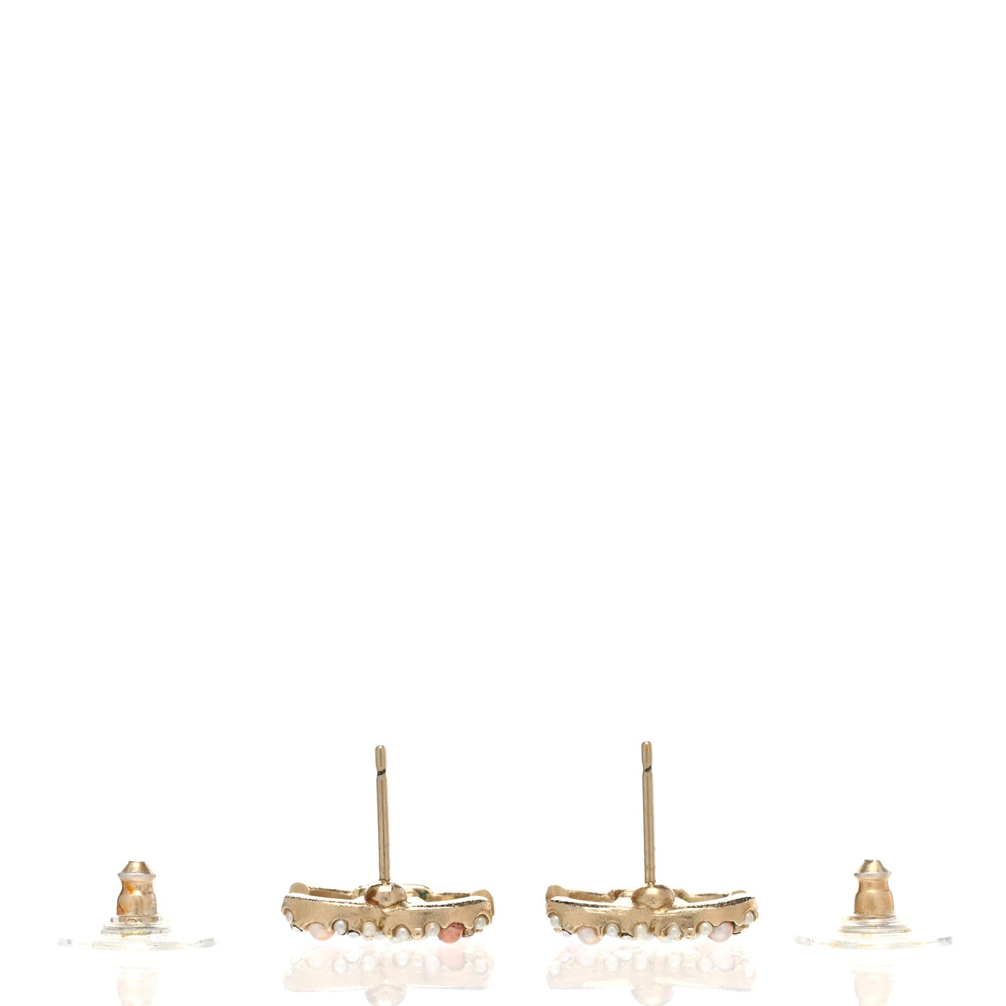 Pearl Crystal CC Charms Stud Earrings Light Gold Pink