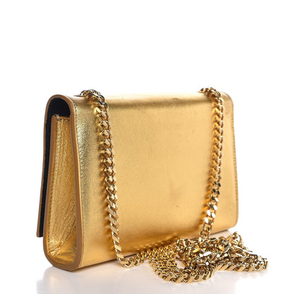 Saint Laurent Metallic Calfskin Small Classic Monogram Kate Tassel Satchel Gold 3 of 9