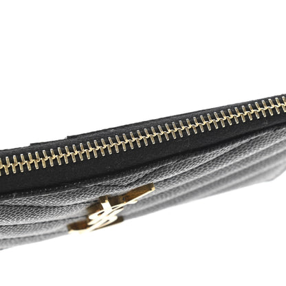 Saint Laurent Monogram Grain de Poudre 5 Fragments Zip Pouch Card Holder Black 10 of 11