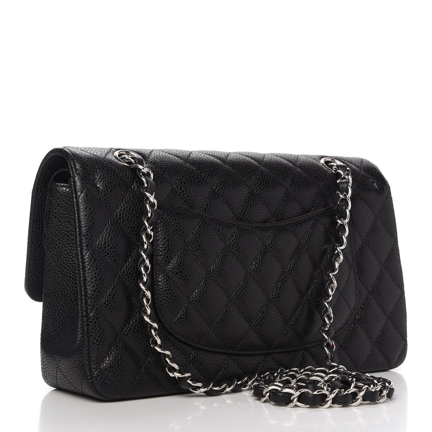 Caviar Quilted Medium Double Flap Black