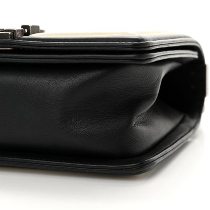 Chanel Calfskin Pleated Small Boy In Rome Flap Black White 10 of 15