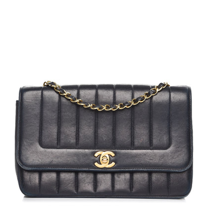 Chanel Lambskin Vertical Quilted Medium Single Flap Navy 1 of 15