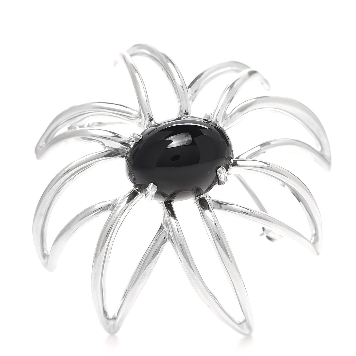 Sterling Silver Black Onyx Fireworks Brooch Pin