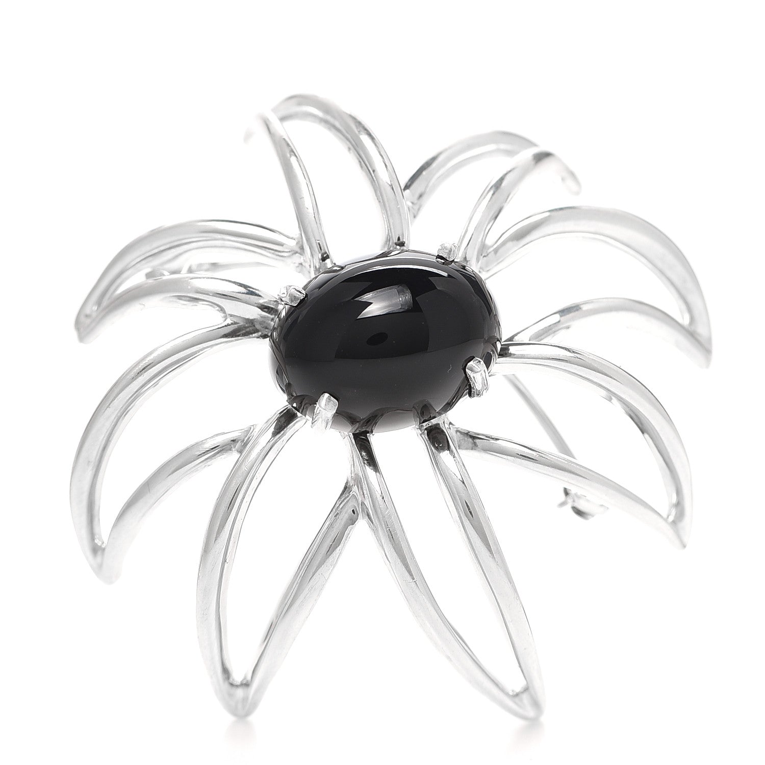 Tiffany Sterling Silver Black Onyx Fireworks Brooch Pin 1 of 5