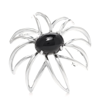 Tiffany Sterling Silver Black Onyx Fireworks Brooch Pin 1 of 5