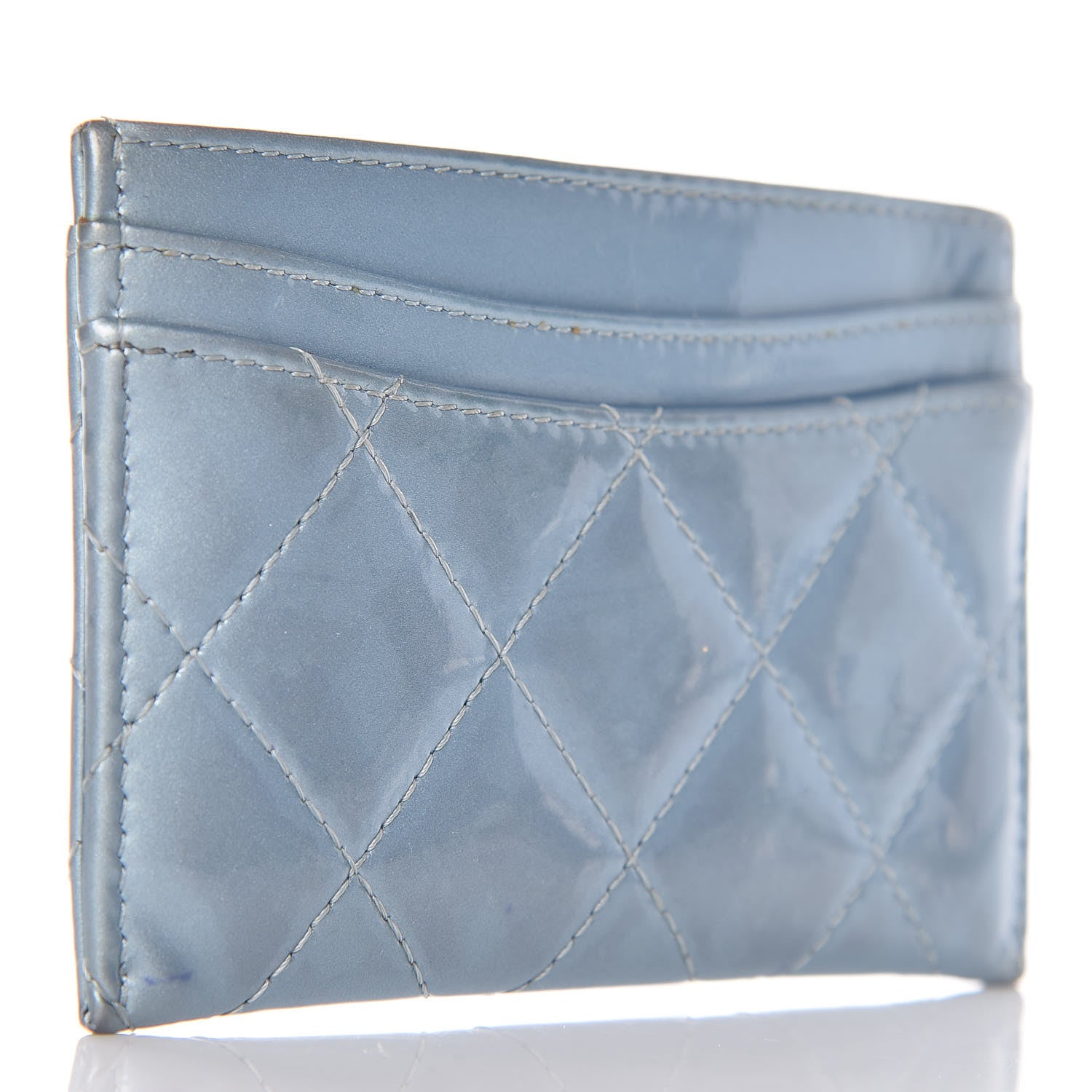 Chanel Patent Calfskin Quilted Card Holder Light Blue 3 of 17