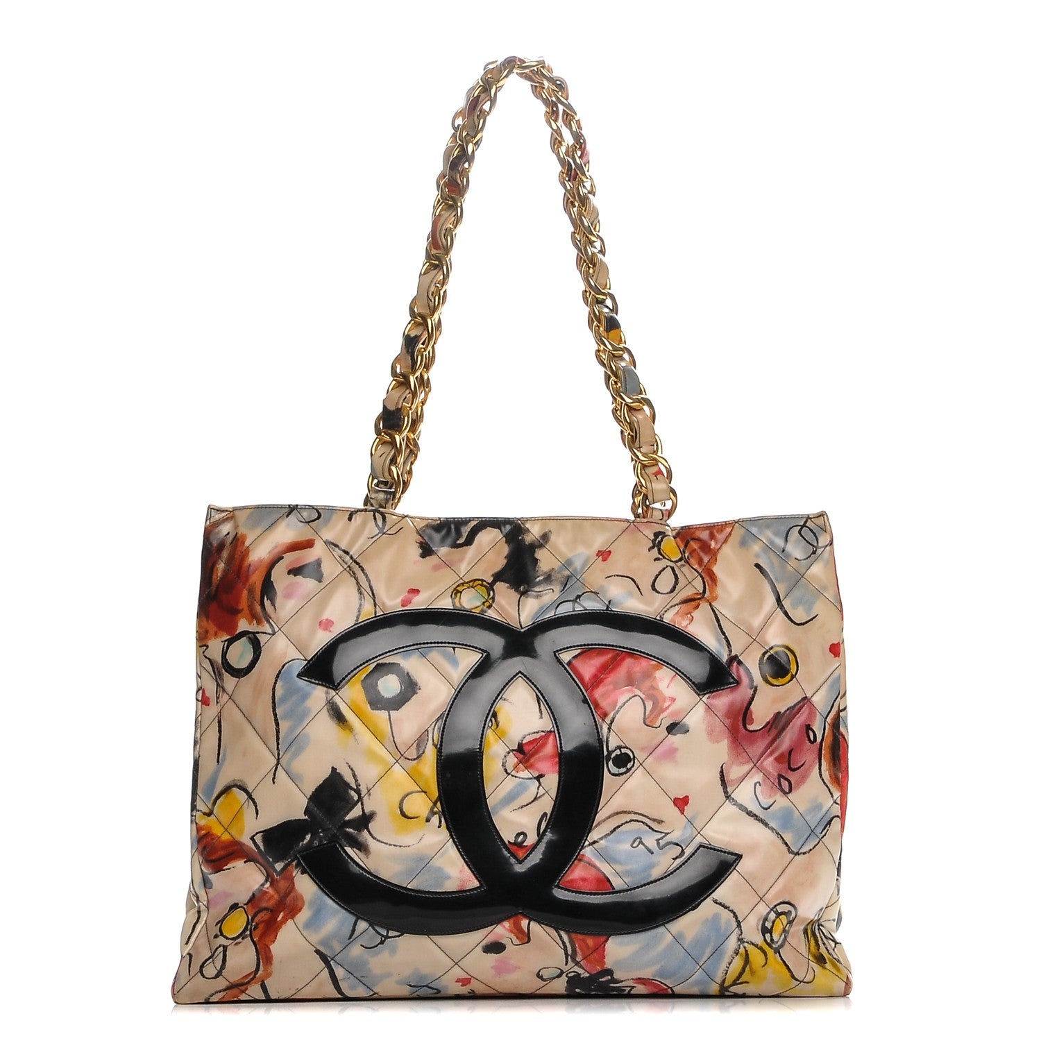 Chanel Coated Canvas XL Graffiti Tote Beige 1 of 7