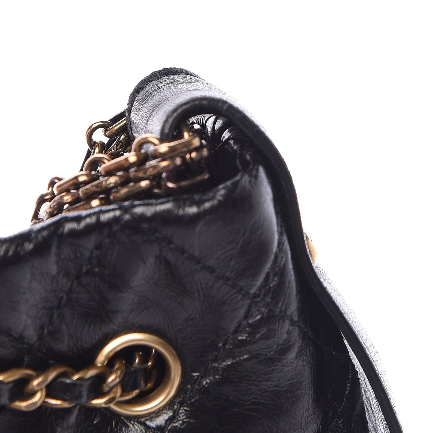 Glazed Calfskin Stingray Drawstring Bucket Black