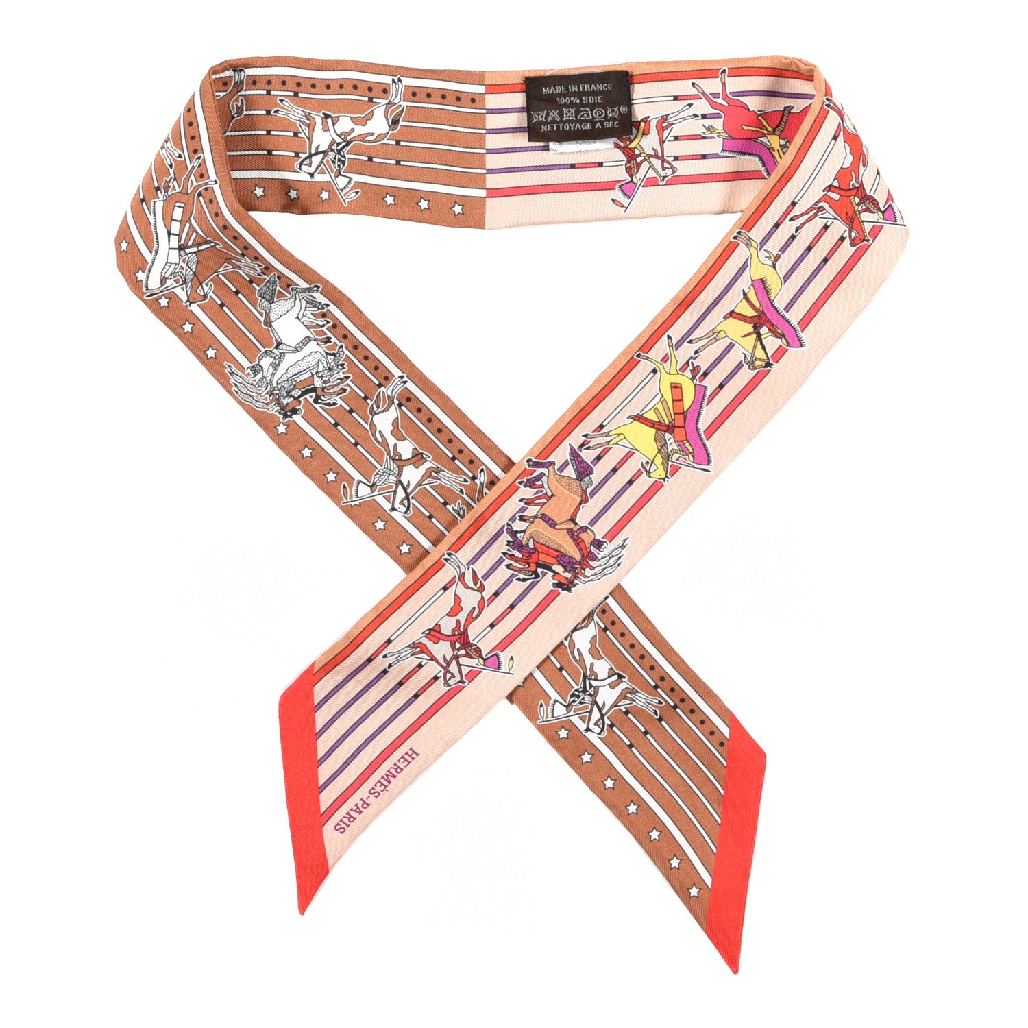 Hermes Silk Pani La Shar Pawnee Twilly Beige Rouille Rouge 1 of 4