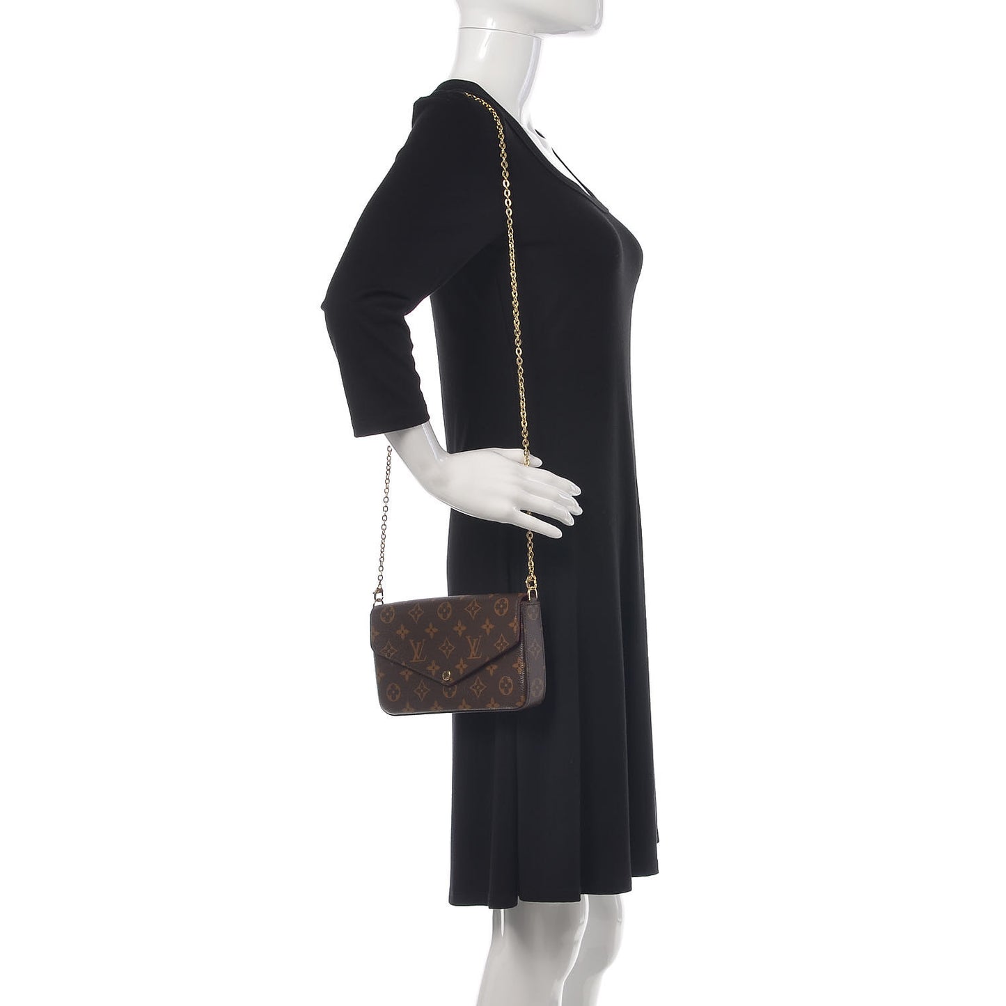 Monogram Pochette Felicie Chain Wallet Fuchsia