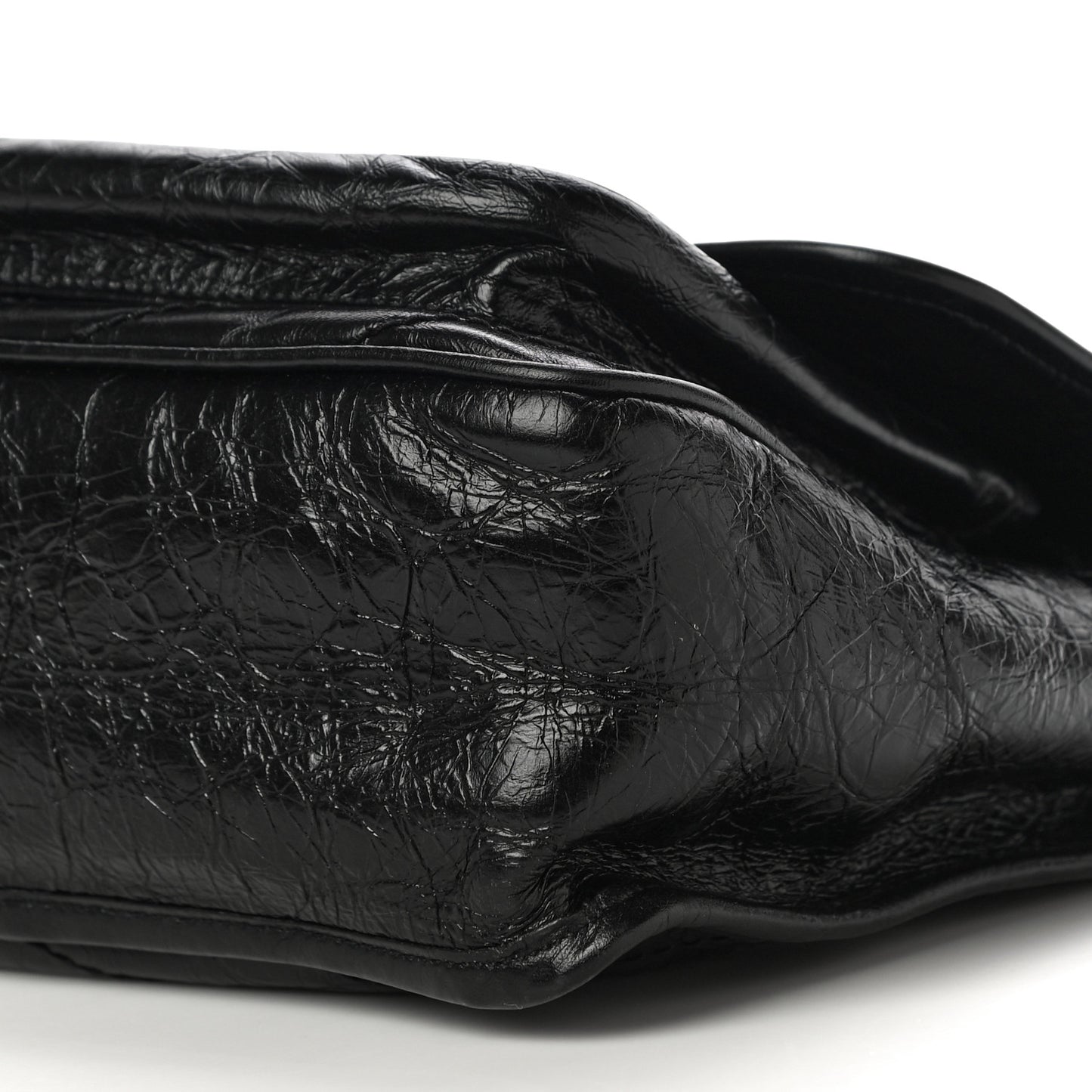 Crinkled Calfskin Matelasse Monogram Medium Niki Chain Satchel Black