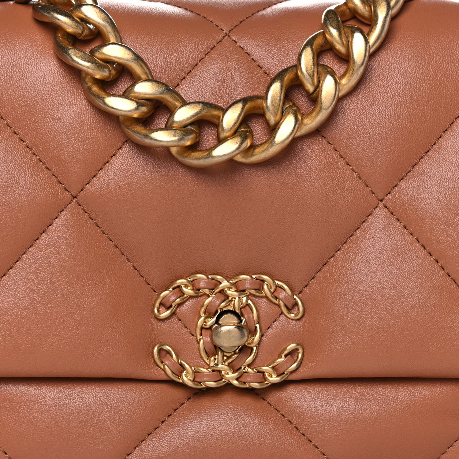 Chanel Lambskin Quilted Large Chanel 19 Flap Brown 9 of 15