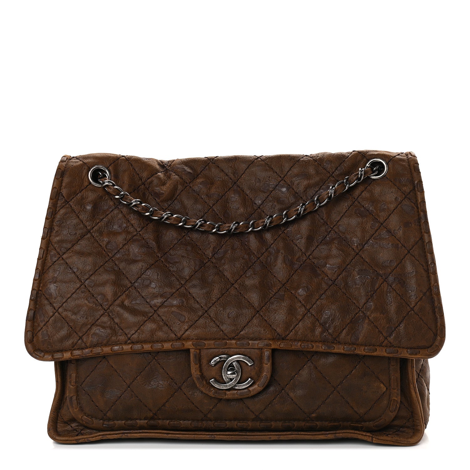 Chanel Aged Crumpled Calfskin Vintage Flap Brown 1 of 9
