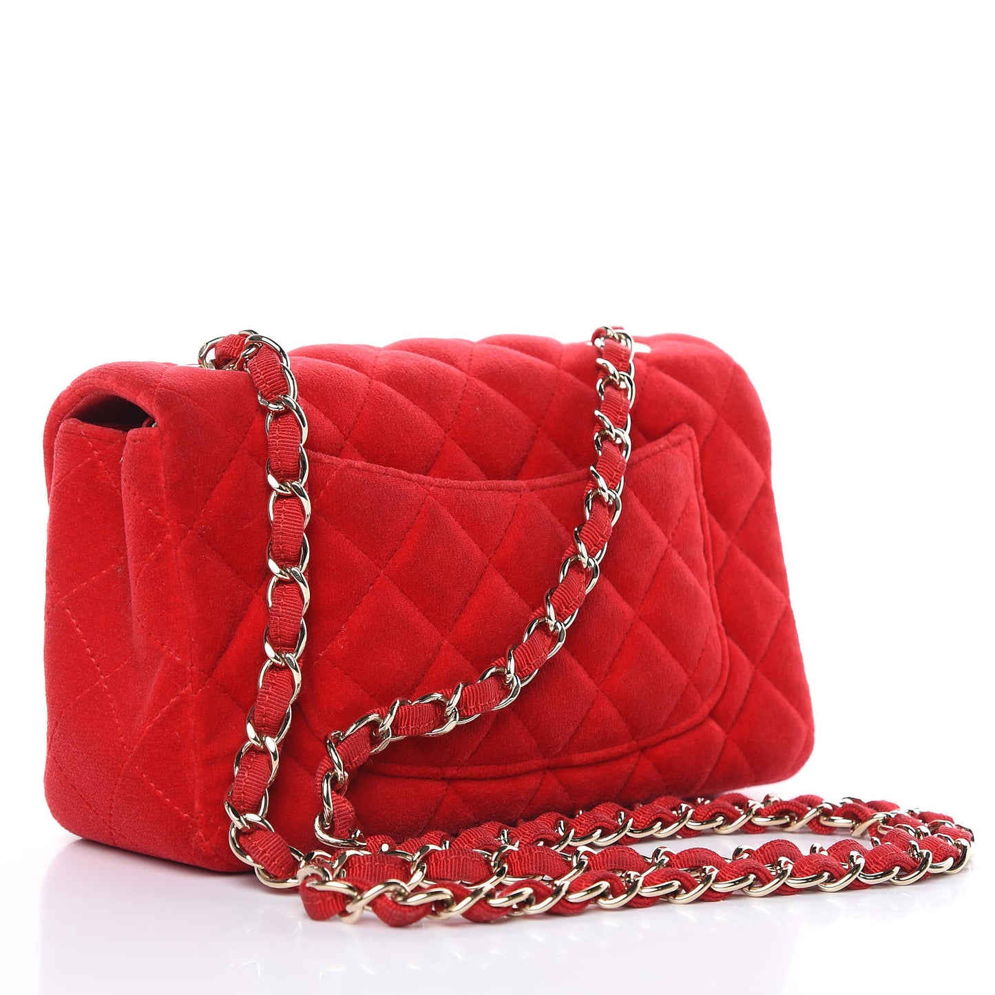 Velvet Quilted Mini Rectangular Flap Red