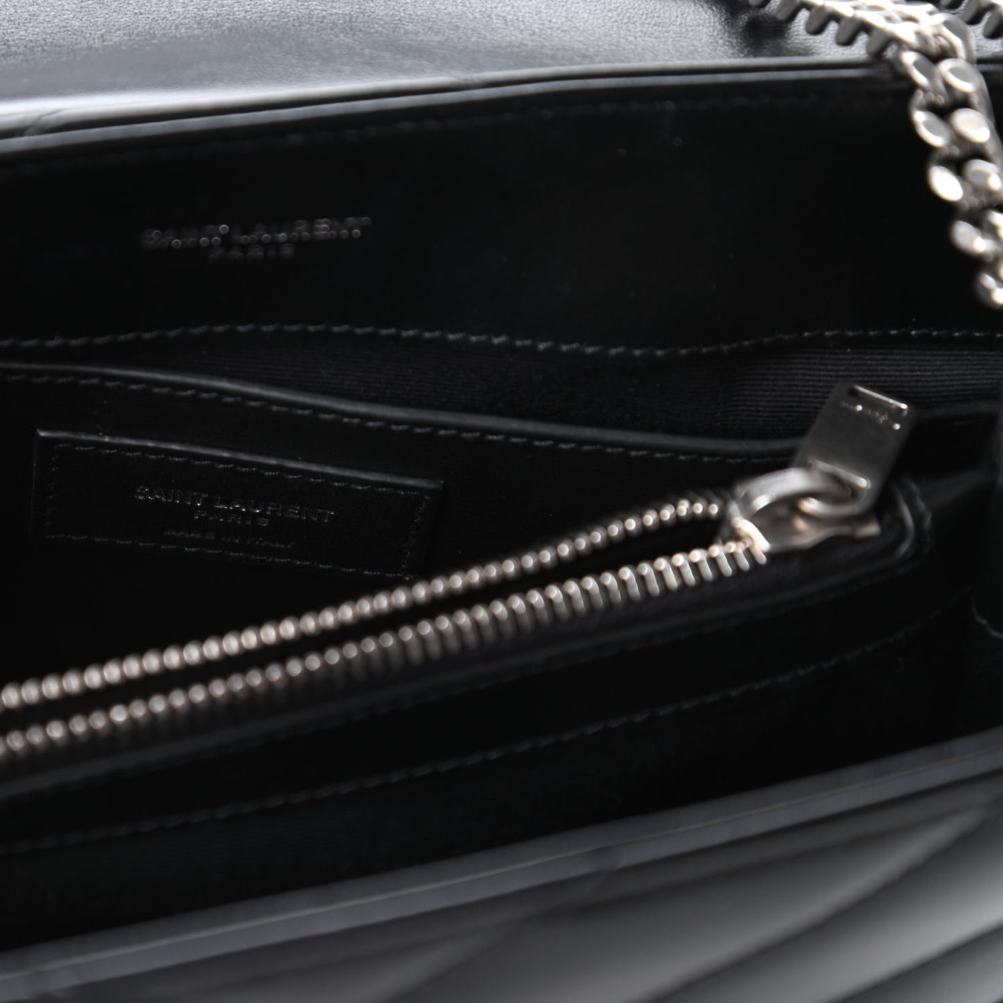 Calfskin Y Quilted Monogram Small Loulou Chain Satchel Black