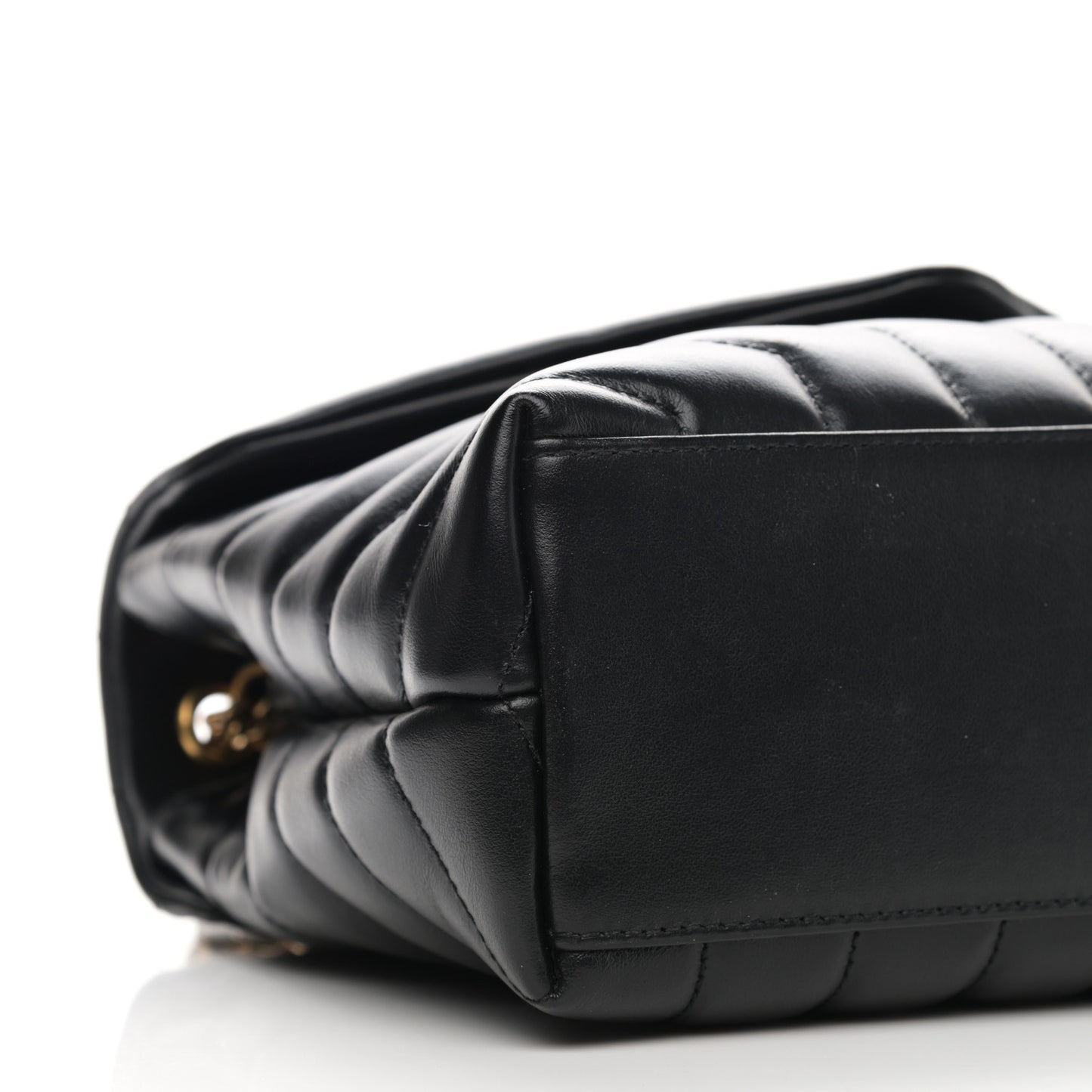 Calfskin Y Quilted Monogram Small Loulou Chain Satchel Black