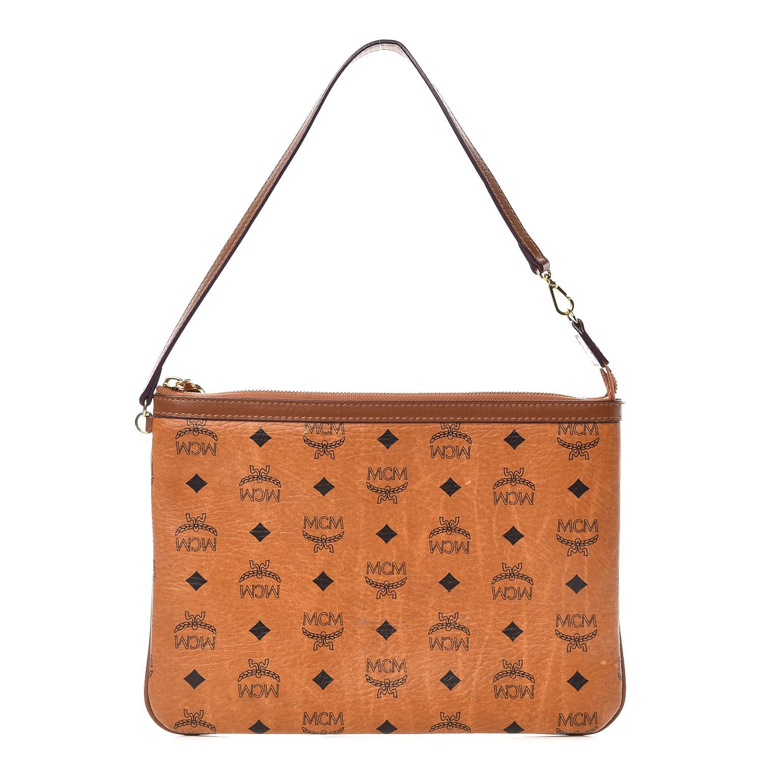 MCM Visetos Liz Shopper Tote Pouch Cognac 1 of 14