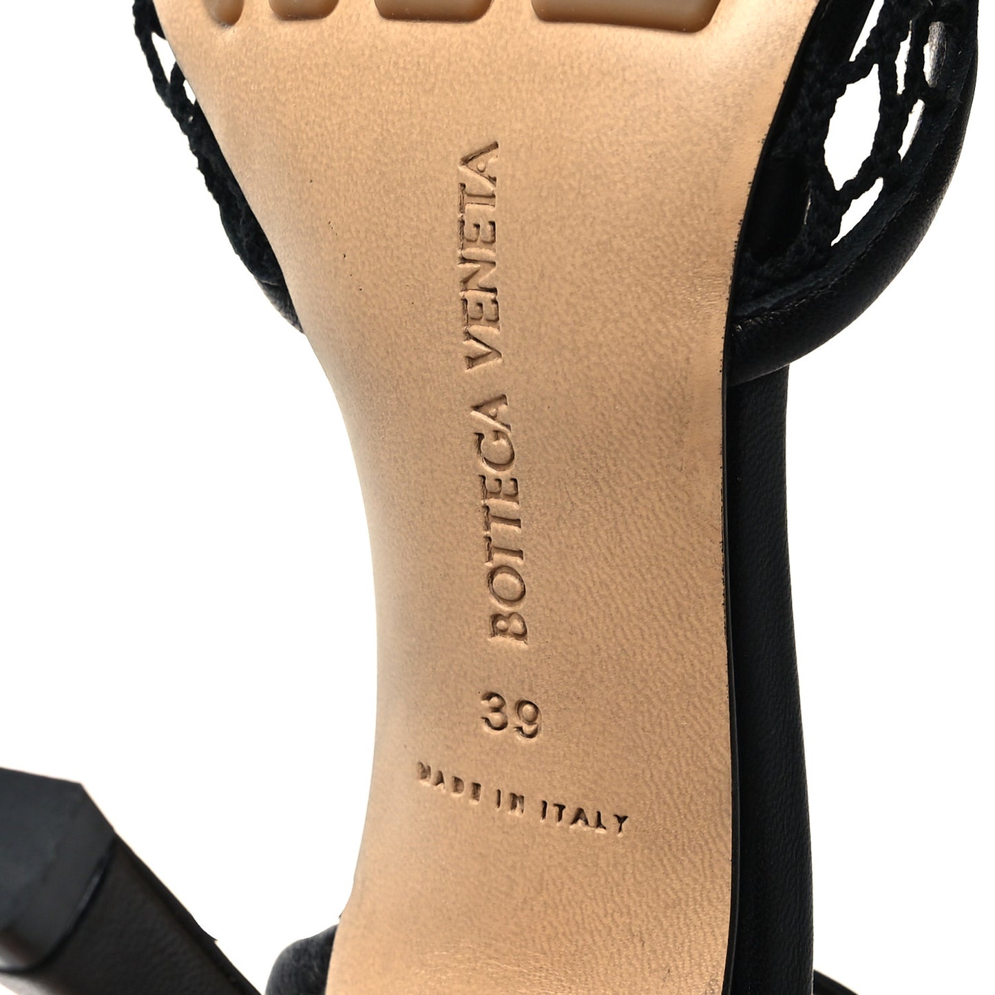 Mesh Nappa Stretch Ankle Tie 90mm Sandals 39 Black