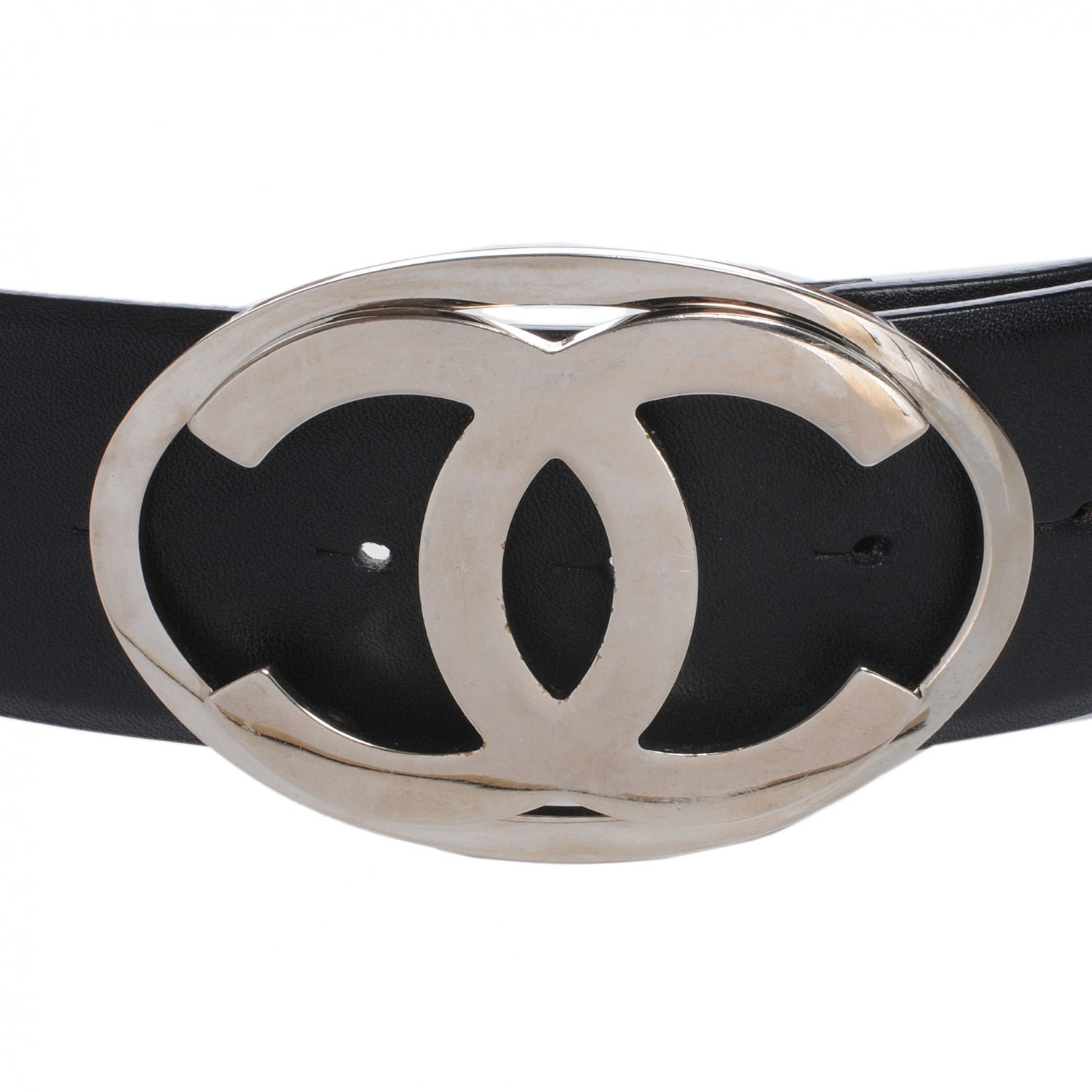 Chanel Leather CC Logo Belt 85 34 Black 3 of 6
