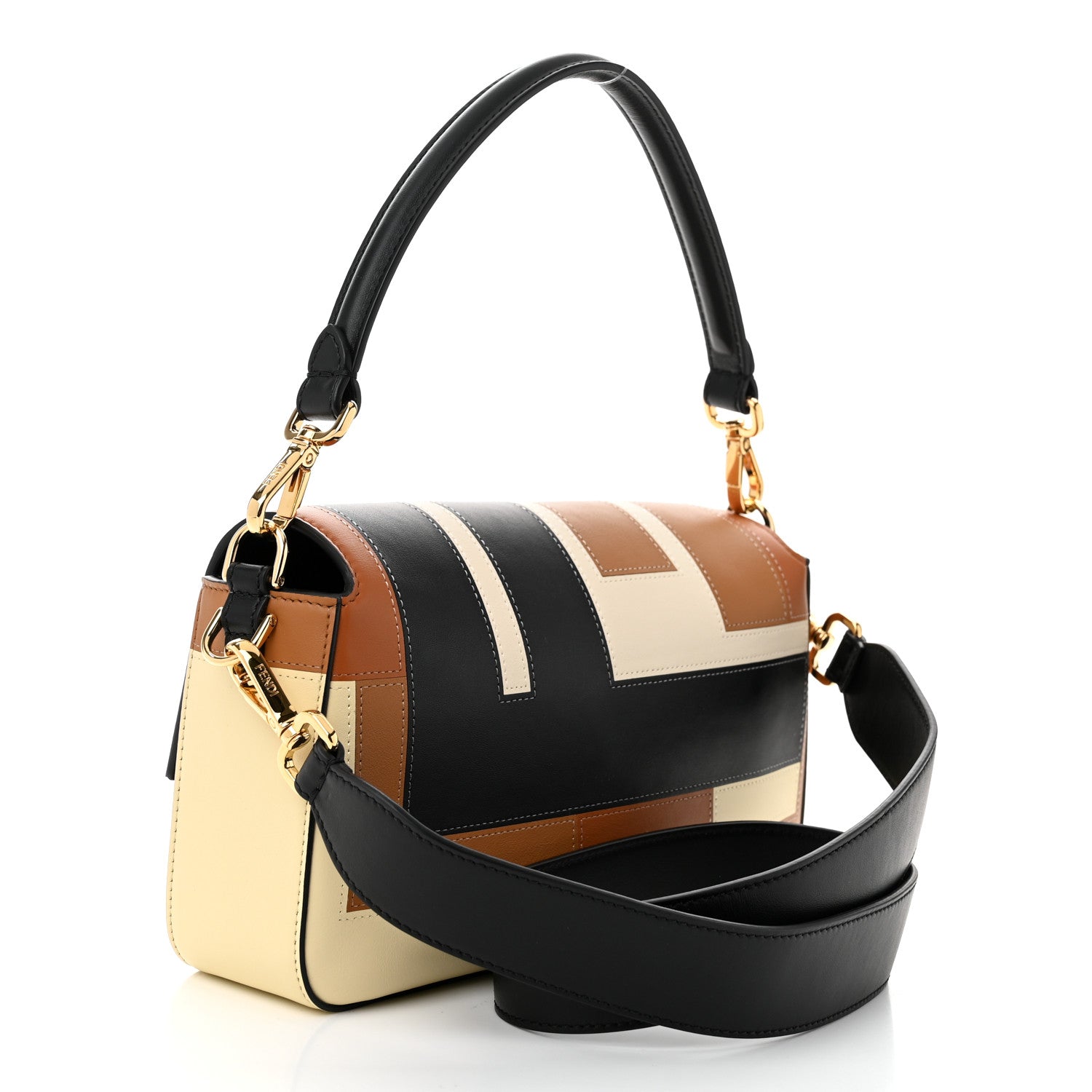 Fendi Vitello Grace Intarsio Geometric Brandy Black Multicolor 3 of 11