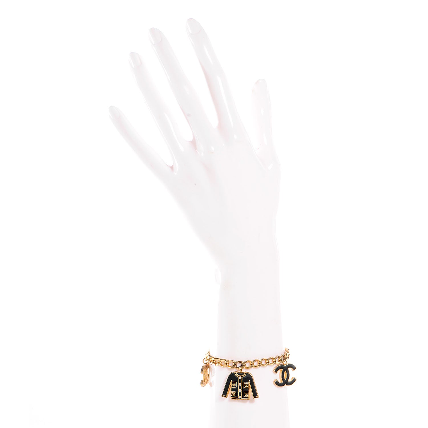 Chanel Enamel CC Jacket Charm Bracelet Black Gold 2 of 5
