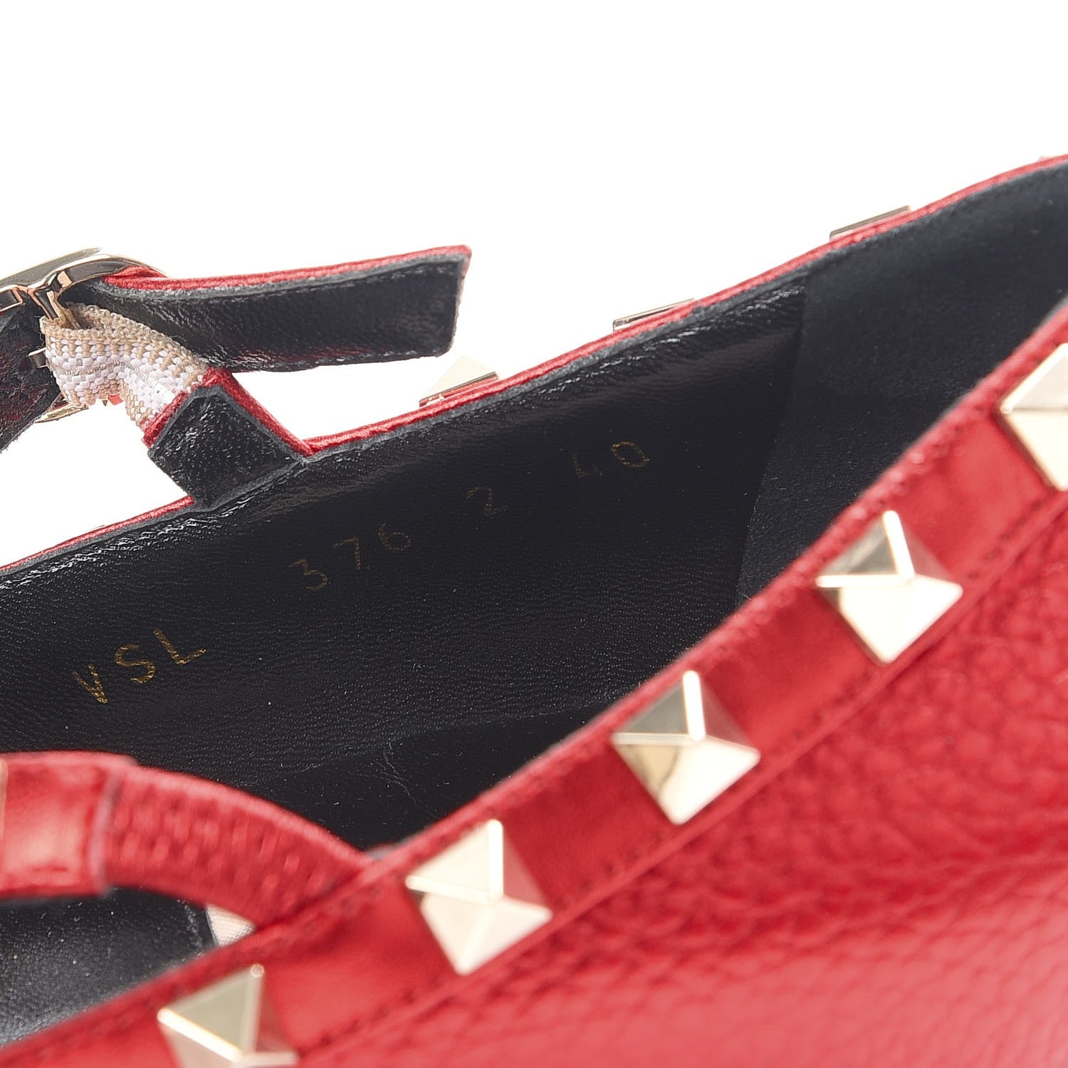Valentino Garavani Metallic Pebbled Calfskin Rockstud Cage Ballerina Flats 40 Rosso Valentino 8 of 9
