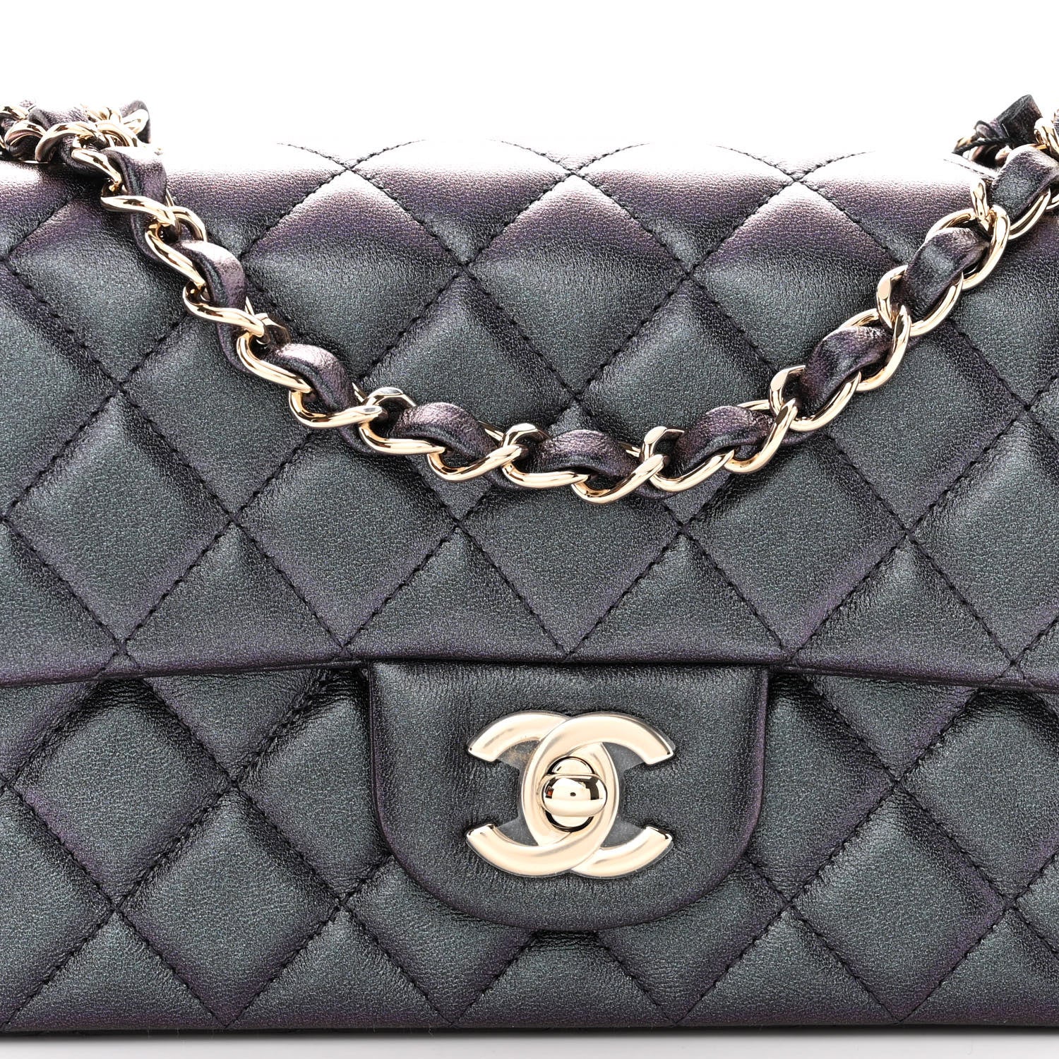 Chanel Iridescent Lambskin Quilted Mini Rectangular Flap Black 8 of 10