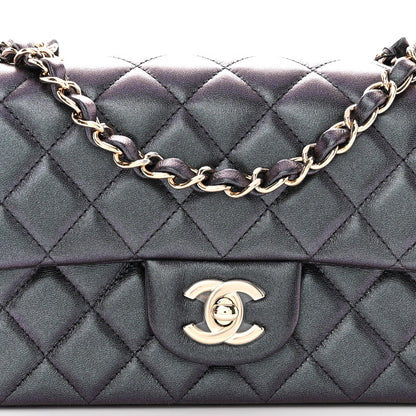 Chanel Iridescent Lambskin Quilted Mini Rectangular Flap Black 8 of 10