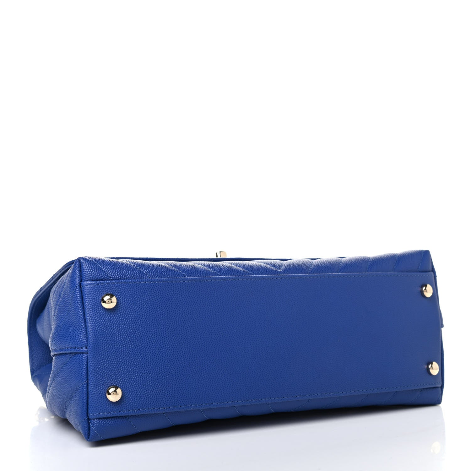 Chanel Caviar Chevron Quilted Small Coco Handle Flap Blue 3 of 4