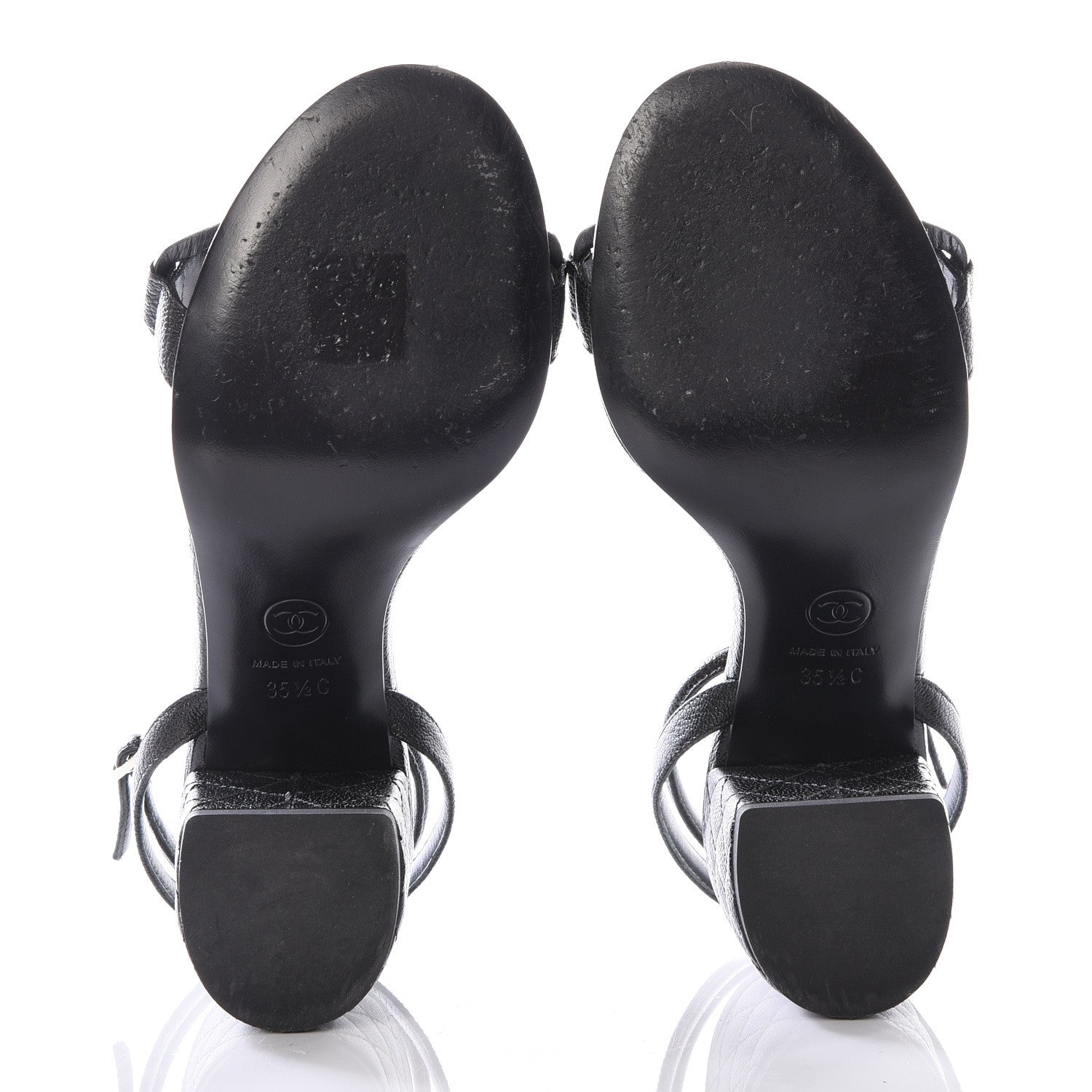 Chanel Grained Calfskin Quilted Sandals 35.5 Black 6 of 10