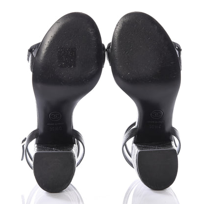 Chanel Grained Calfskin Quilted Sandals 35.5 Black 6 of 10