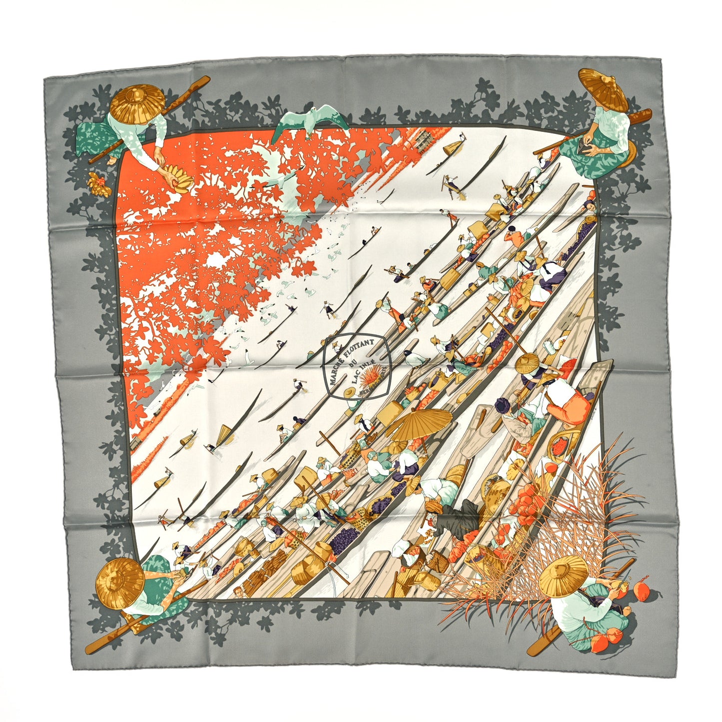 Silk Marche Flottant du Lac Inle Scarf 90