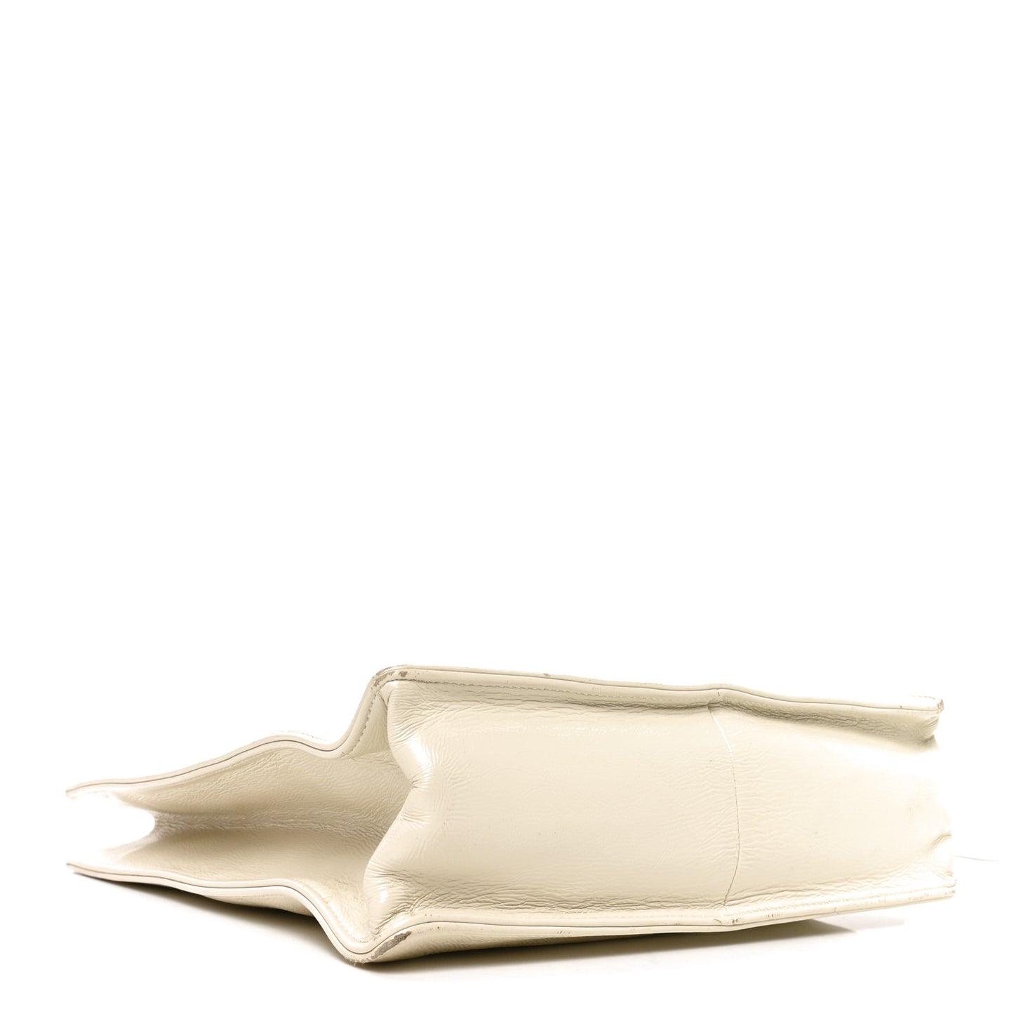 Shiny Aged Calfskin North South Shopping Bag White